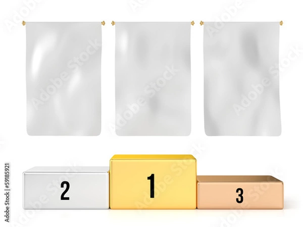 Obraz Podium with 3 Blank Flags