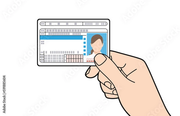 Obraz 運転免許証を持つ手のイラスト