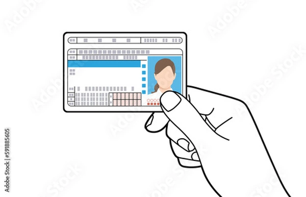 Fototapeta 運転免許証を持つ手のイラスト