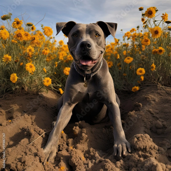 Obraz dog and flowers