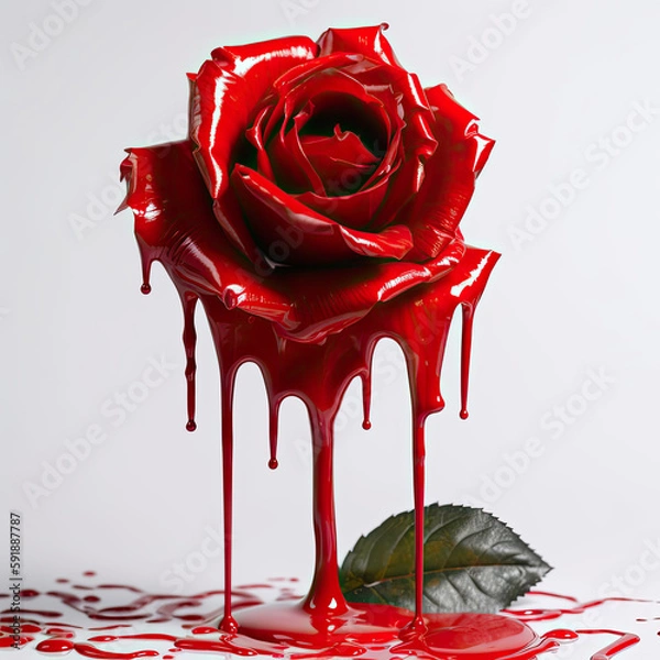 Obraz red rose, dripping red