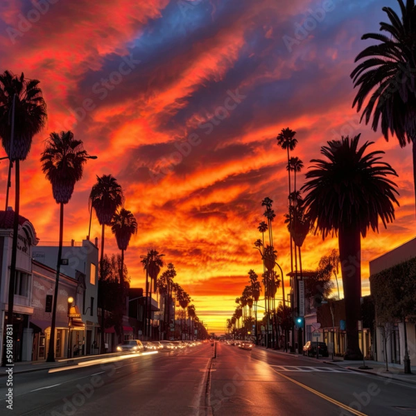 Obraz sunset over the city