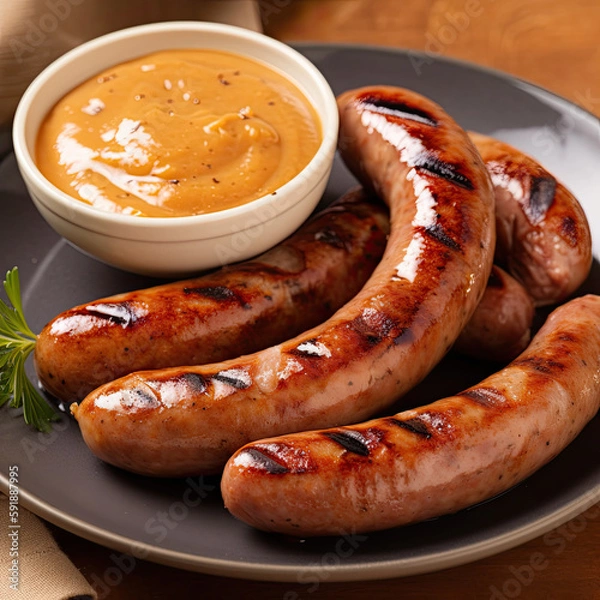 Obraz sausages on a plate