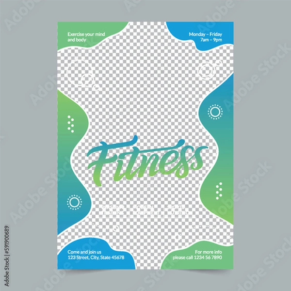 Fototapeta Fitness Training Nutrition Flyer Template. A clean, modern, and high-quality design of Flyer vector design. Editable and customize template flyer
