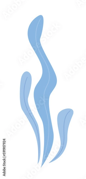 Fototapeta Concept Fish sea ocean. This flat vector cartoon design features a blue seaweed illustration on a white background, perfectly capturing the concept of ocean life. Vector illustration.