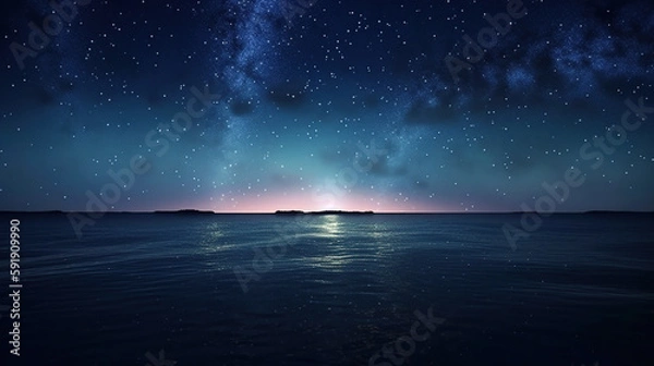 Fototapeta Night Sky Seascape, Generative AI, Illustration