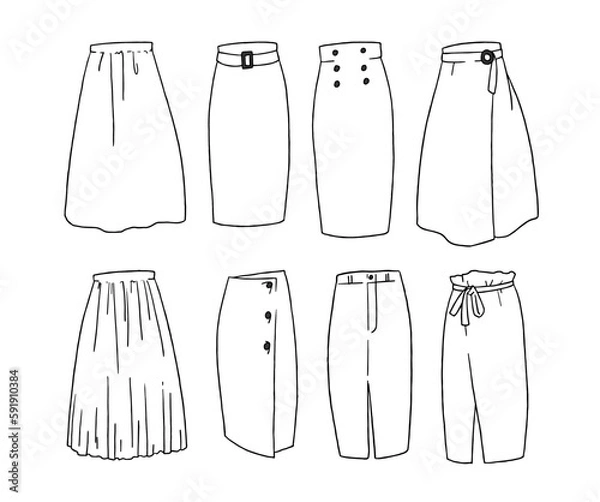Fototapeta 白いスカートのイラストセット