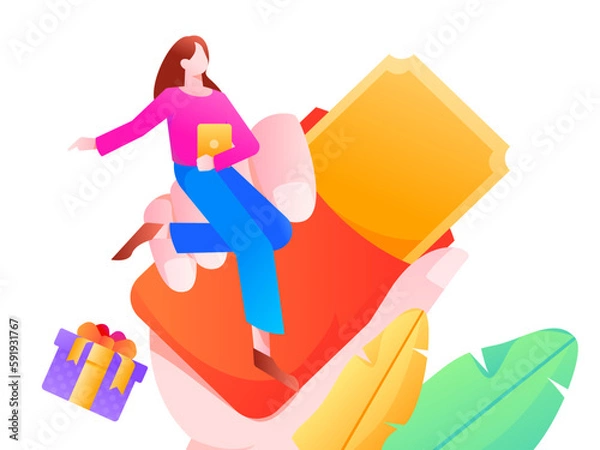 Fototapeta Internet finance and wealth management investment flat vector concept operation hand drawn illustration
