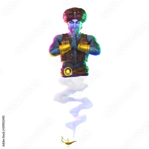 Obraz Genie from the lamp. 3D render.