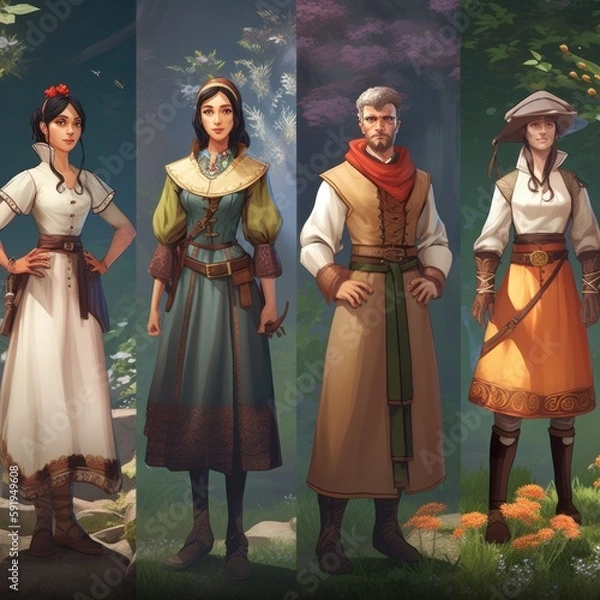 Fototapeta A Series of NPCs or characters Game Art
