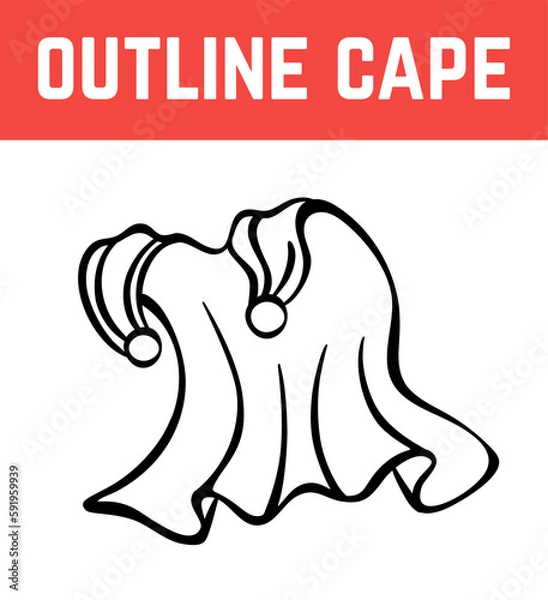 Fototapeta Super hero cape outline. Vector black and white cape icon. Outline Cape illustration isolated on white background.