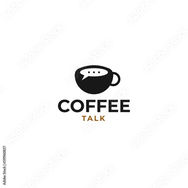 Fototapeta Vector coffee talk logo design concept template illustration idea