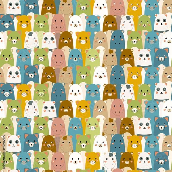Obraz Vector seamless texture with cartoon animals.
