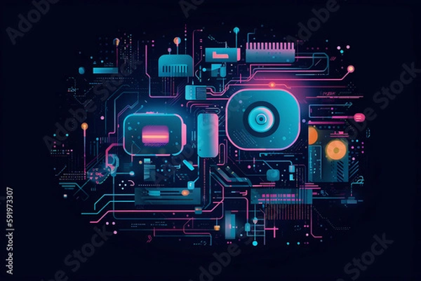 Fototapeta Cutting-Edge Hi-Tech Illustration - Futuristic Technology and Innovation Concept - Digital Design - AI-Generated