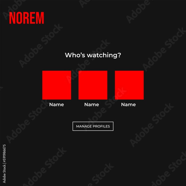 Obraz Television profile selection page who's watching with remote control. Netflix. UI. UX. User interface user experience. Youtube