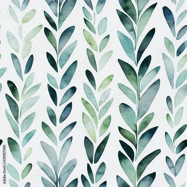 Fototapeta cute watercolor seamless pattern with modern decorative leaves - natural pattern - spring design