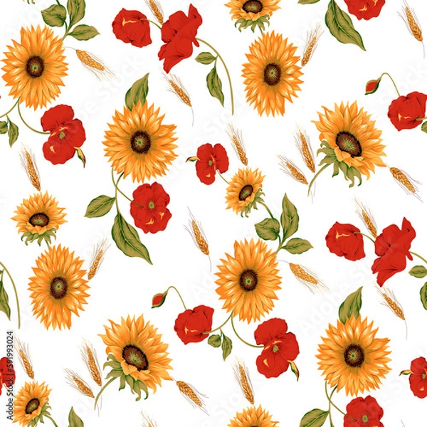 Fototapeta Textile and digital seamless pattern design 