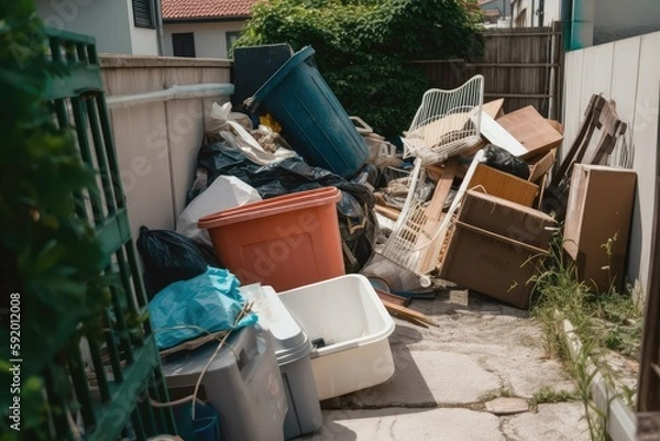 Fototapeta Moving house garbage disposal. Photo generative AI