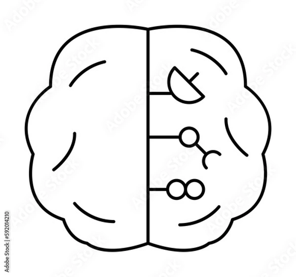 Fototapeta Robotic technology brain icon illustration on transparent background