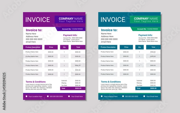 Obraz Invoice Design templates or Bill Payment form design