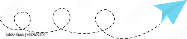Obraz Dashed line paper airplane route