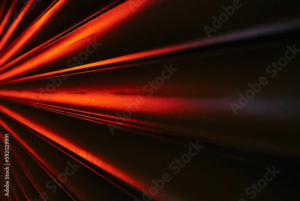 Obraz abstract red lines reflected on metal background