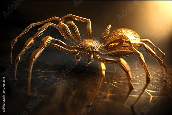 Fototapeta Golden spider. AI generation