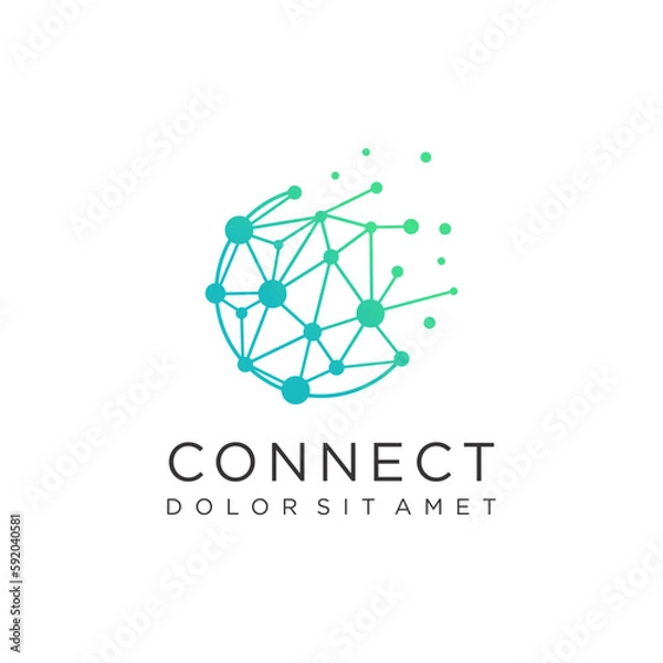 Fototapeta technology connection logo template isolated on white background