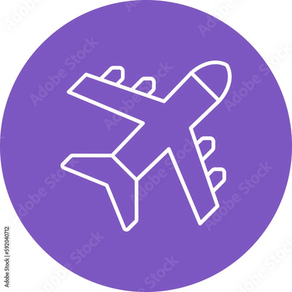 Fototapeta Plane Multicolor Circle Line Inverted Icon