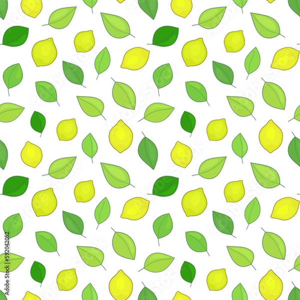 Fototapeta Seamless pattern with lemons and leaves.