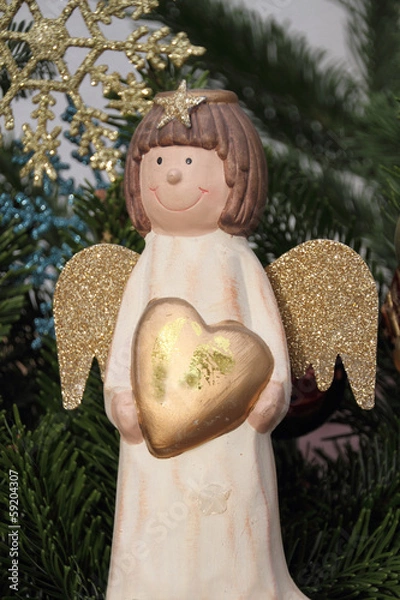 Obraz Weihnachtsengel mit Herz