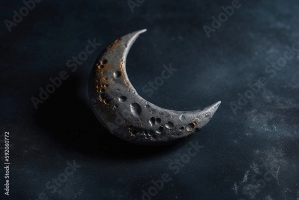 Fototapeta one crescent moon on gray background Generative AI