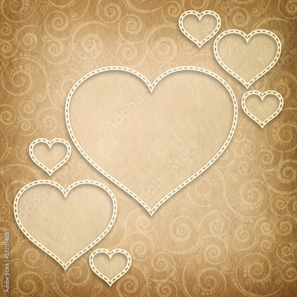 Fototapeta Valentine's Day - hearts on patterned background