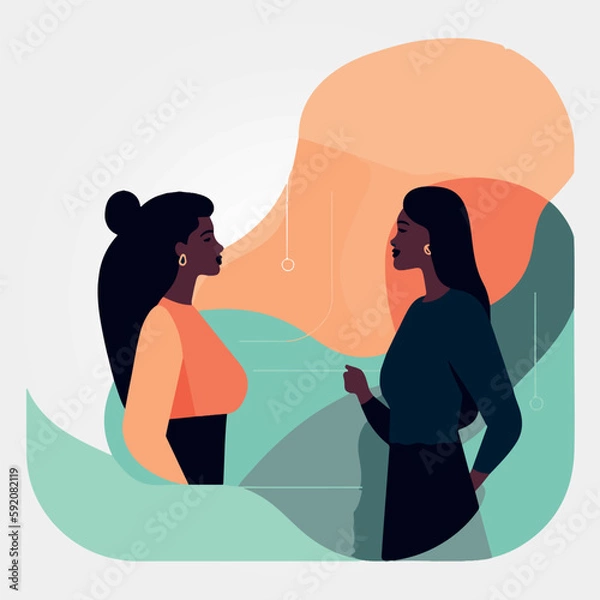 Obraz vector illustration, two women talking