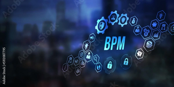 Fototapeta Internet, business, Technology and network concept. BPM Business process management system technology concept. 3d illustration