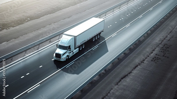 Fototapeta Road Giants: The Imposing Presence of a Parked Semi-Truck on the Highway