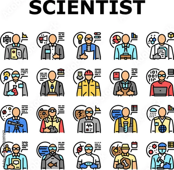 Fototapeta scientist laboratory lab science icons set vector