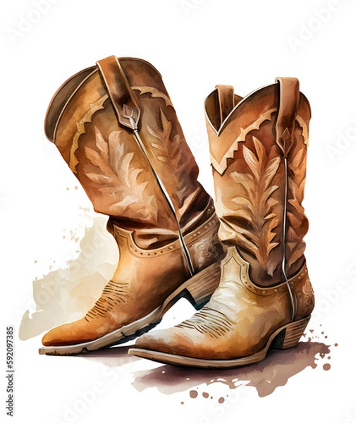 Obraz pair of western boots isolated, ai art