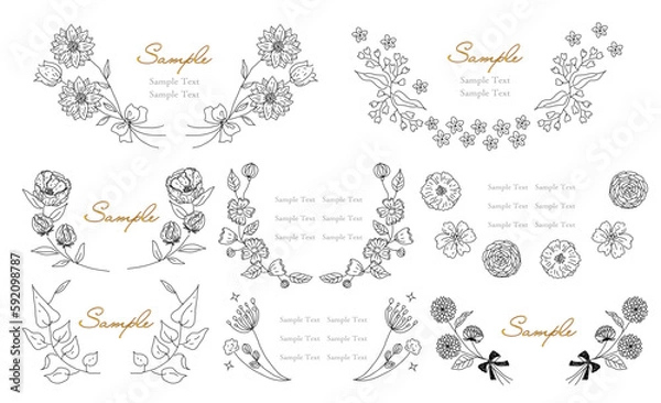 Obraz クラシカルなフローラルフレーム セット