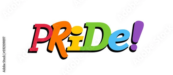 Fototapeta PRIDE Rainbow Lettering in collage Style. Different types, diversity representation. Vector banner.