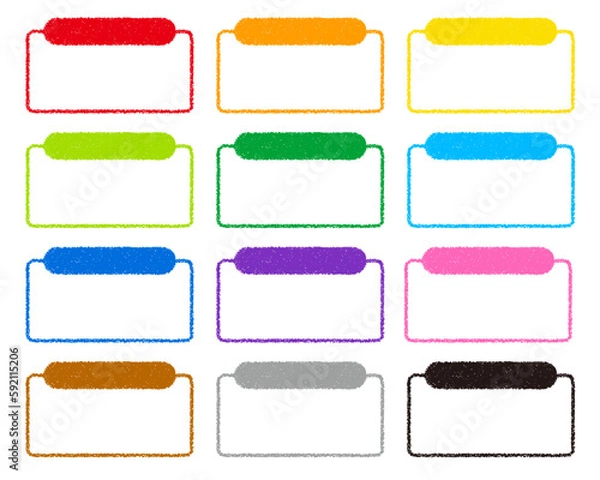 Fototapeta クレヨン素材　デザインフレーム12色セット