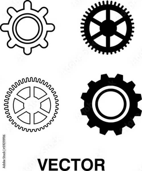 Fototapeta Vector icon of gear. Illustration Gear icon set on white background..eps