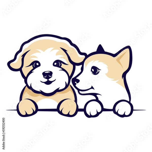 Obraz vector illustration logo of two dogs joking with each other