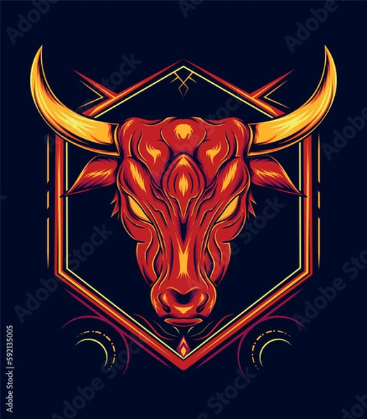 Obraz Angry buffalo premium vector illustration