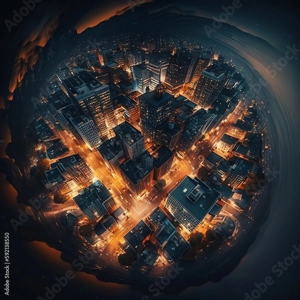 Obraz How to Capture the Magic of City Lights in Your Night Skyline Photos (ai generated)