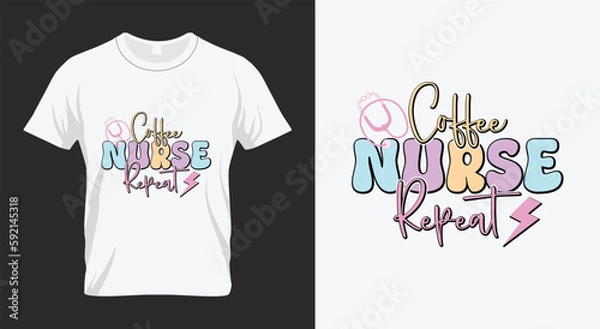 Obraz Coffee Nurse Repeat Retro Nurse Sublimation Design