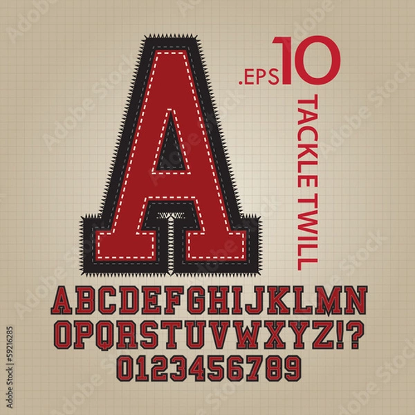 Obraz Tackle Twill Alphabet and Numbers Vector