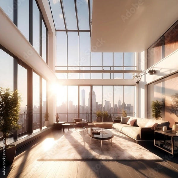 Obraz modern living room, 3D render