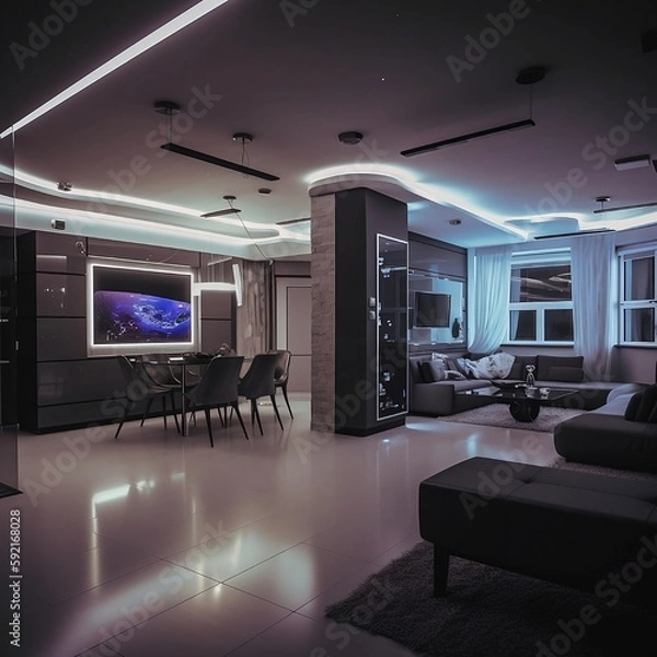 Obraz modern living room, 3D render