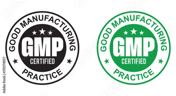 Fototapeta GMP (Good Manufacturing Practice) certified round stamp on white background - Vector